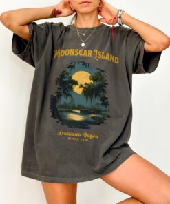 Moonscar Island Tee Retro Cartoon Halloween Oversized T-shirt, 90s Nostalgia