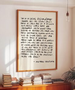 Anthony Bourdain Quote Poster & Canvas Print, Eat At A Local Restaurant