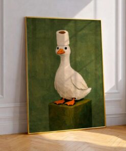 Duck Poster, Funny Bathroom Wall Art, Humorous Animal Canvas Print