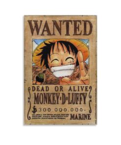 Monkey D. Luffy Wanted Poster Canvas Print, One Piece Wall Art