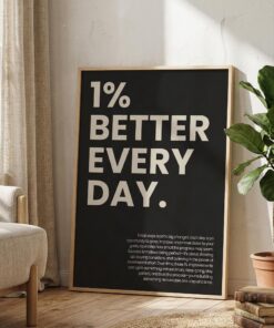 1% Better Every Day Wall Art, Motivational Fitness Poster & Canvas, Gym Decor
