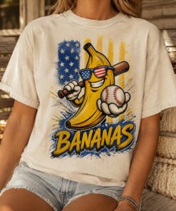 Bananas Baseball Shirt, Patriotic Baseball Player Gift, Game Day Sports Tee
