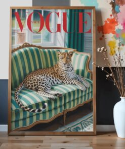 Leopard Vogue Wall Art Print, Luxury Animal Fashion Poster & Canvas, Chic Home Decor