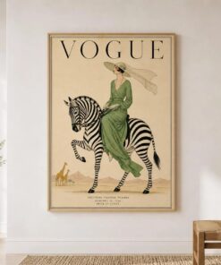 Vintage Vogue Zebra Poster & Canvas, Art Deco Fashion Safari Print