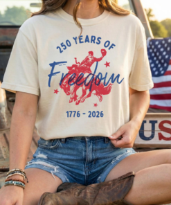 1776–2026 Western Cowboy Shirt, Patriotic Bucking Horse Graphic Tee, 4th of July T-Shirt