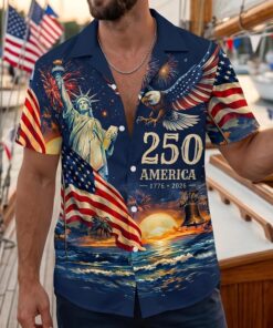 America\s Freedom 250th Anniversary Hawaiian Shirt --porcelain