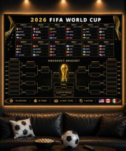 2026 FIFA World Cup Poster Canvas, Knockout Bracket & Group Stage Tracker