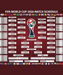 2026 World Cup Schedule Wall Chart Poster Canvas Soccer Fixtures Bracket Tracker