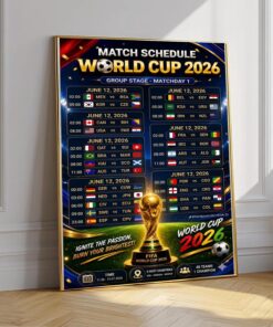 World Cup 2026 Match Schedule Poster Canvas, Soccer Game Calendar Wall Art