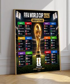 World Cup 2026 Match Schedule Poster, Soccer Game Calendar Wall Art
