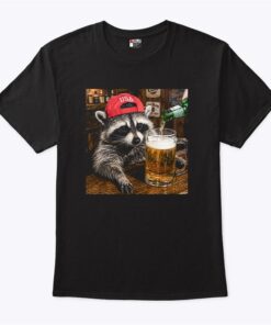 Raccoon Drinking Beer Patriotic Usa T Shirt