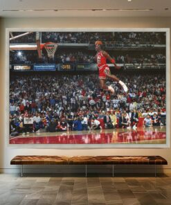 Michael Jordan Dunk Poster & Canvas, Vintage NBA Sports Moment