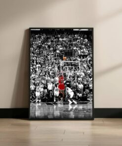Michael Jordan Shot Poster, Black White Basketball Wall Art, Iconic Gym Decor