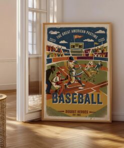 Vintage Baseball Wall Art, Great American Pastime Poster & Canvas