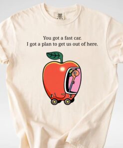 Fast Car T-Shirt, Apple Car Driving Design, Tracy Chapman Quote Tee