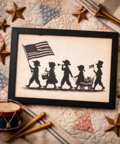 Colonial Kids Poster & Canvas, Americana Patriotic Silhouette Art