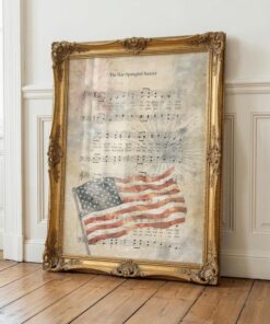 Vintage Star Spangled Banner Poster & Canvas, Americana Flag Wall Art